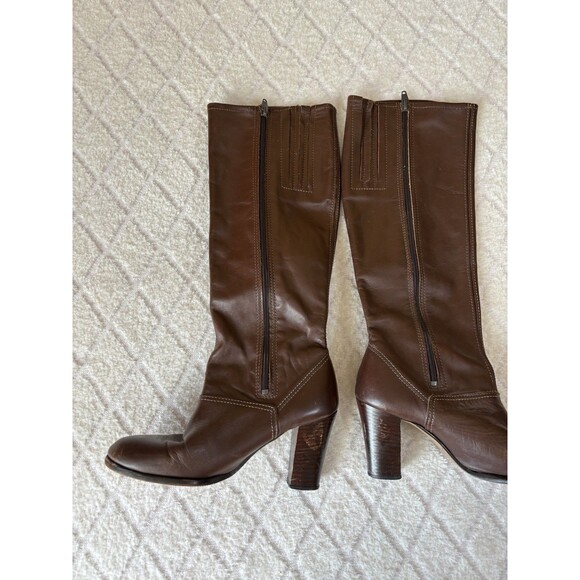 Vintage Authentic 70’s Women’s Brown Leather Knee High 3 Inch Heel Boots. 5 1/2 - Picture 2 of 16